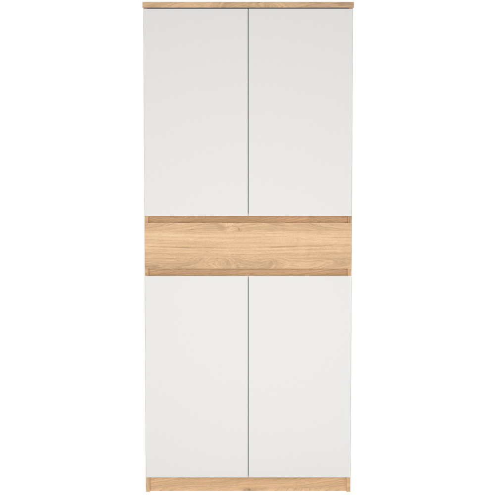 Florence 4 Door Single Drawer Jackson Hickory Oak and White Shoe Cabinet Image 3