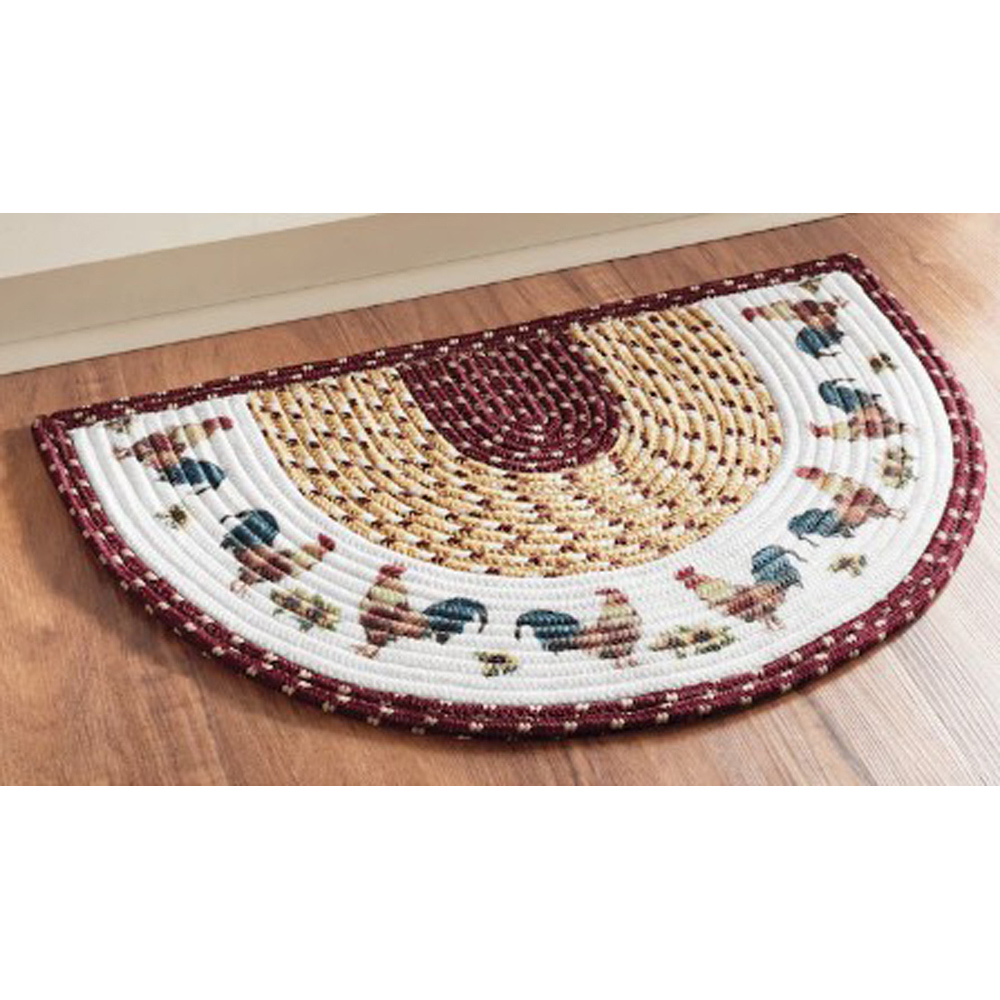 Avilo Multicolour Rooster Half-Moon Braided Rug 76.2 x 50.8cm Image 2