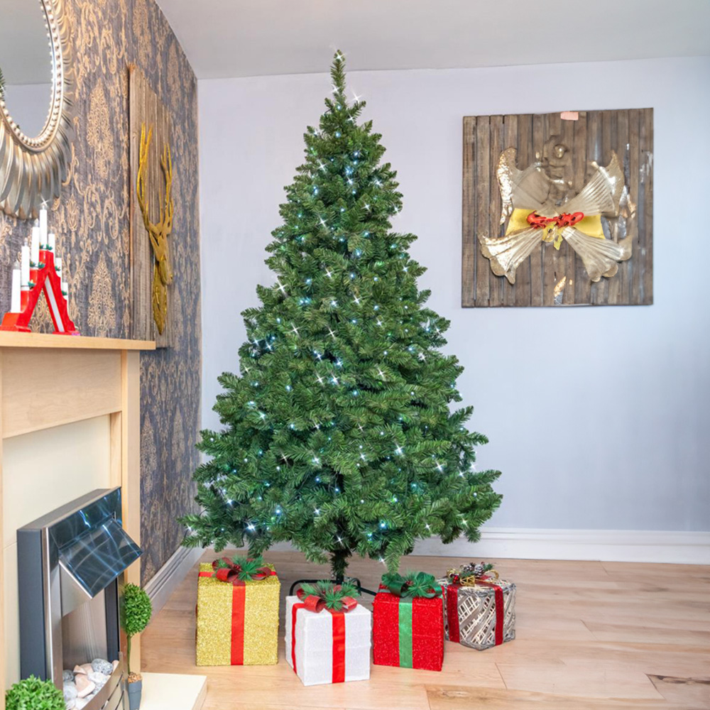 Shatchi Pre-Lit Deluxe Bushy Imperial Pine Artificial Christmas Tree 7ft Image 2
