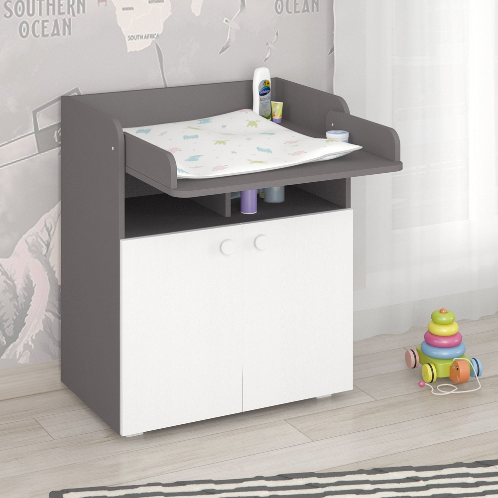 Shefa 700 2 Door 2 Shelf Grey and White Kids Changing Unit Image 5