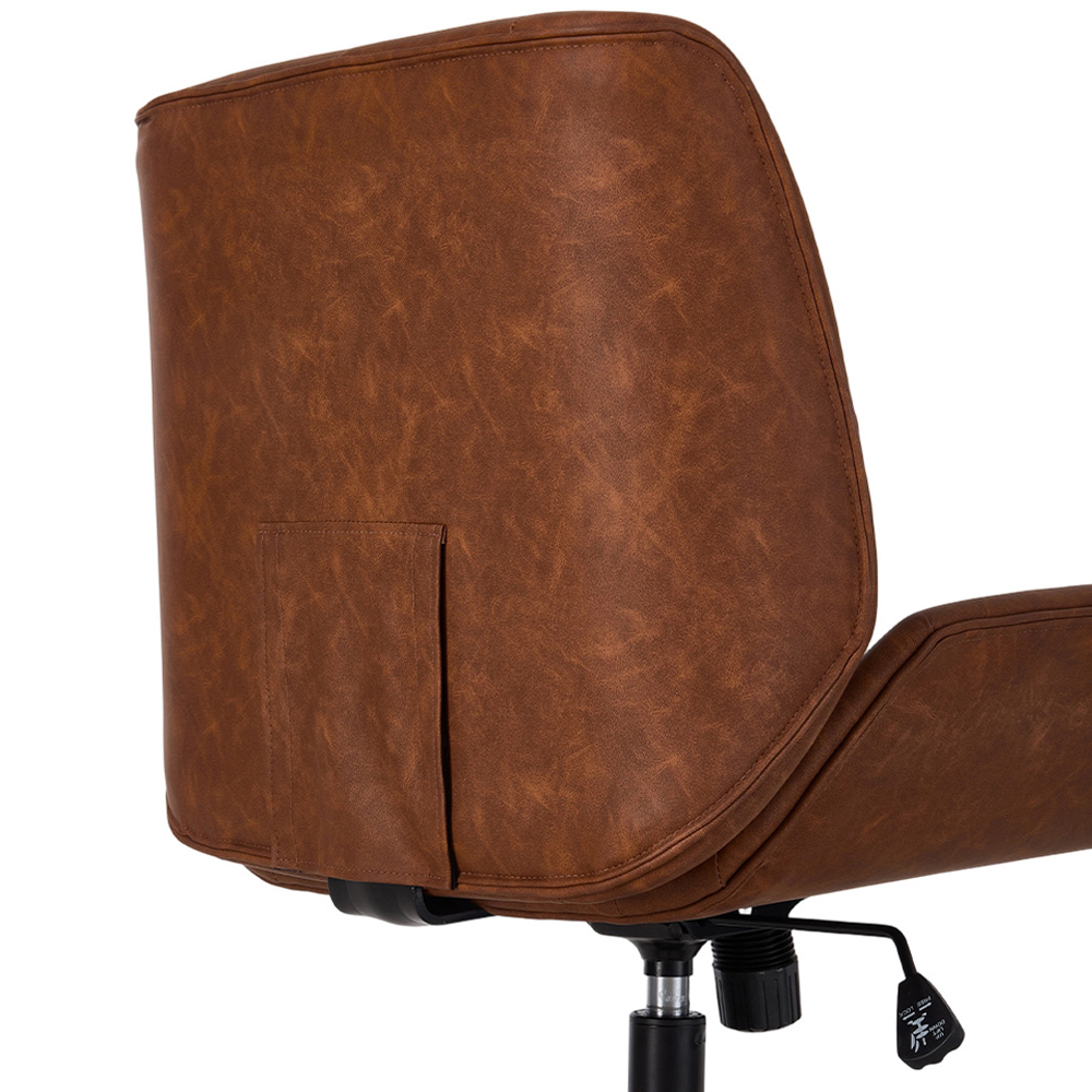 Living and Home Brown PU Leather Swivel and Adjustable Retro Office Chair Image 8