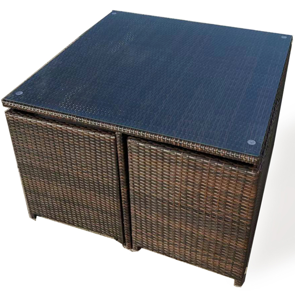 Furniture One 8 Seater Rattan Dining Set Brown Image 6