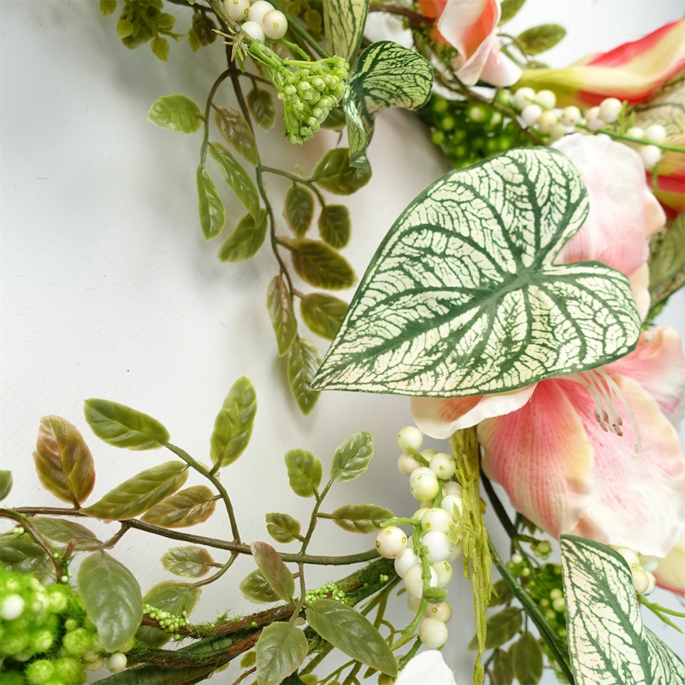 Leaf Trailing Pink Lily Hanging Artificial Garland 180cm Image 4