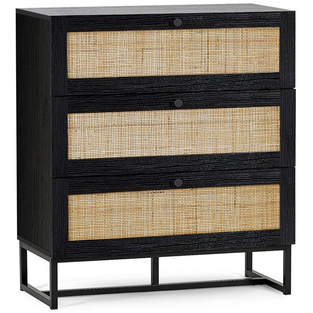 Julian Bowen Padstow 3 Drawer Black Chest of Drawers Image 2