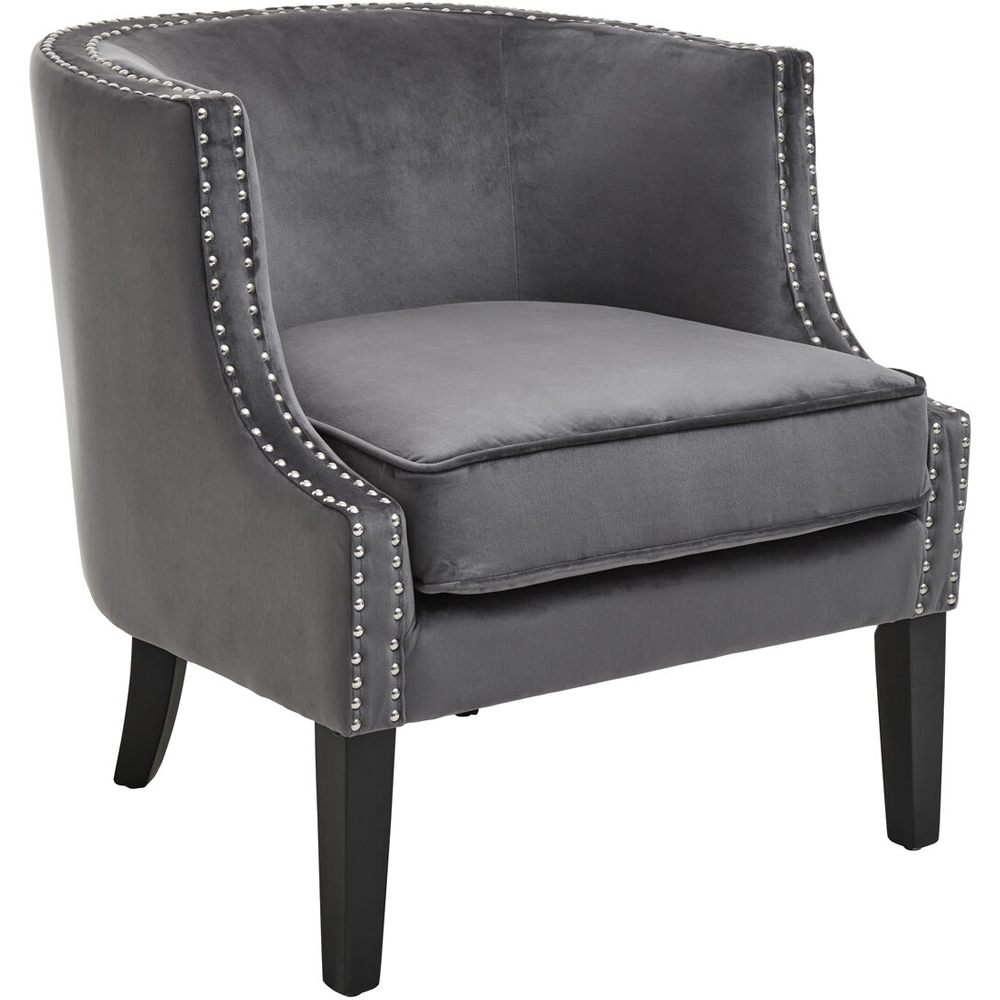 Premier Housewares Larissa Grey Velvet Studded Chair Image 2
