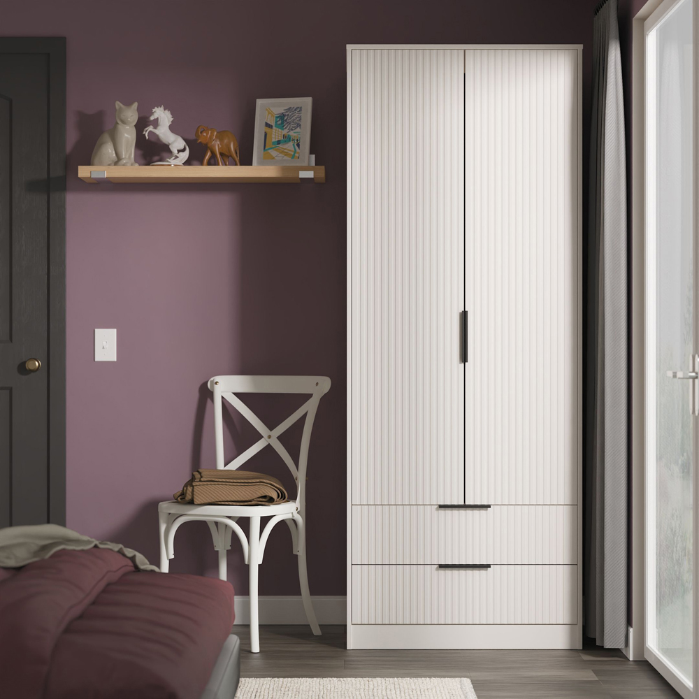 Crowndale Fluted 2 Door 2 Drawer Kashmir Matt Tall Wardrobe Ready Assembled Image 9