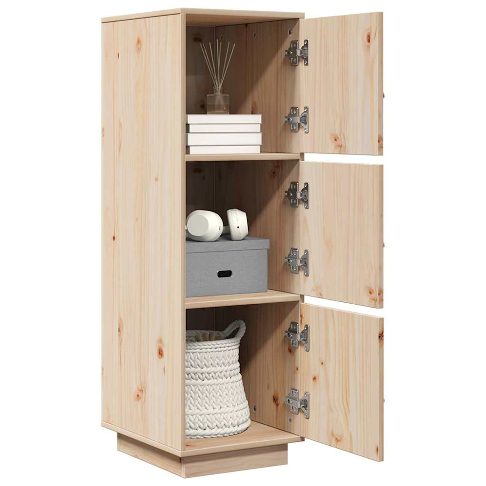 vidaXL 3 Door Natural Solid Pine Wood Highboard Image 3