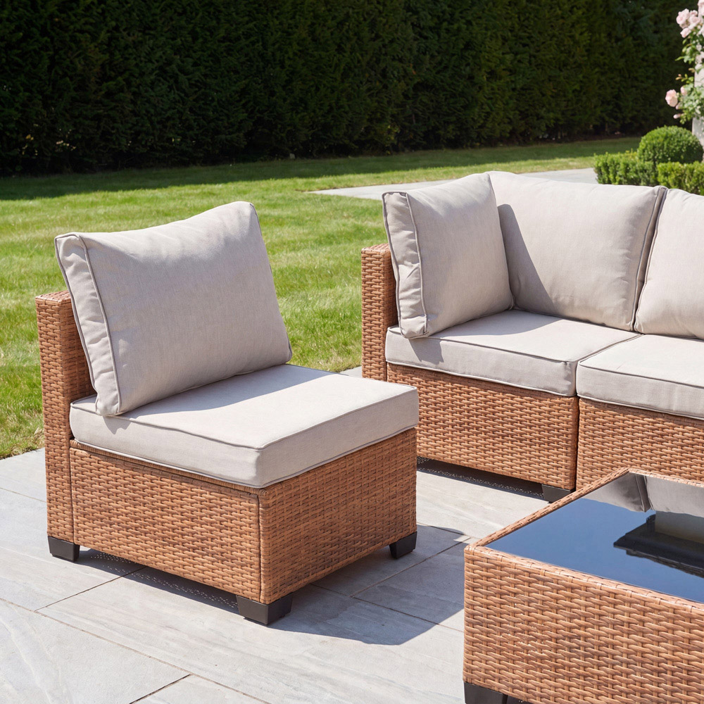 Artemis Home Saviano 6 Seater Cream and Tan Rattan Modular Conversation Set Image 2
