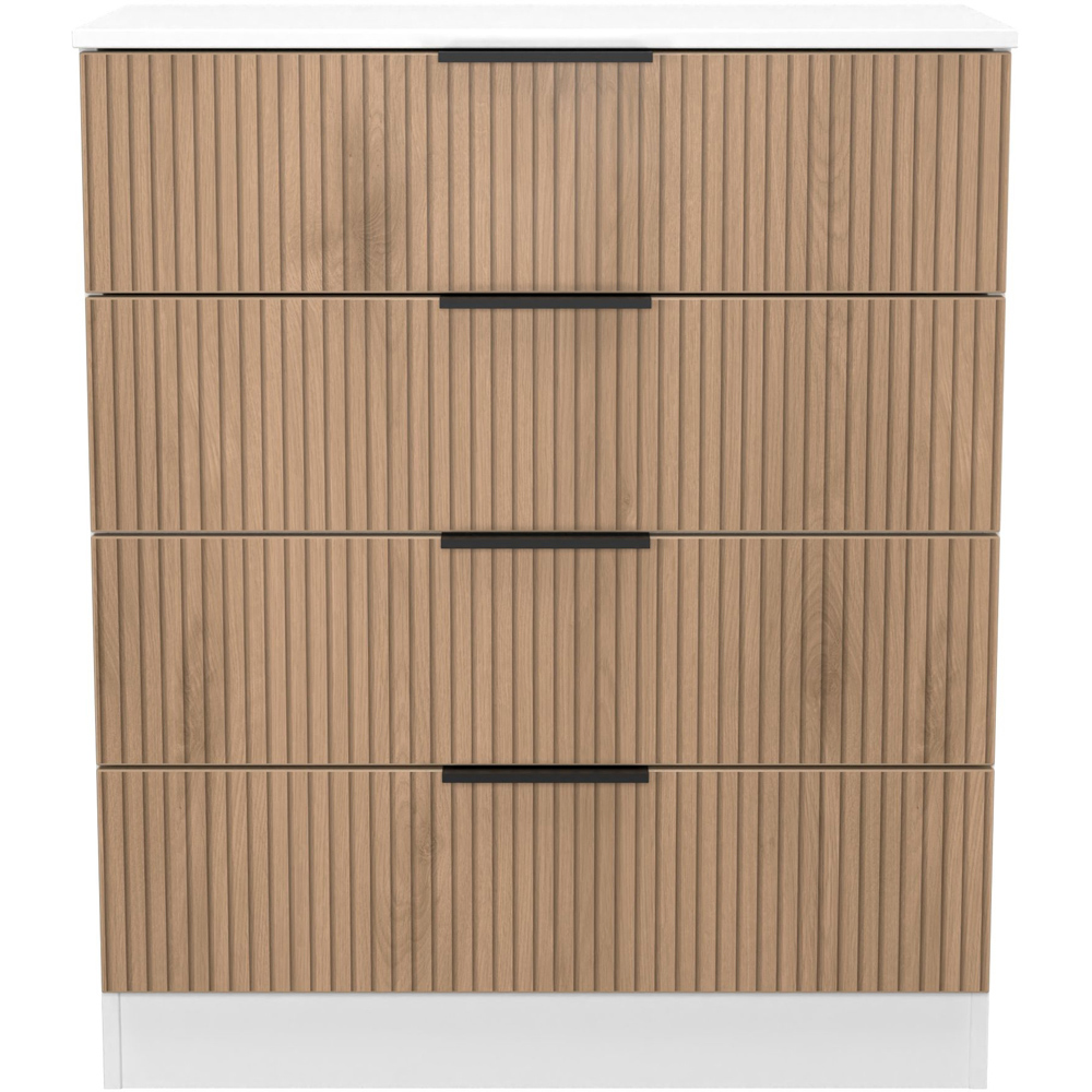 Crowndale Java 4 Drawer Slatt Effect and White Chest of Drawers Ready Assembled Image 2