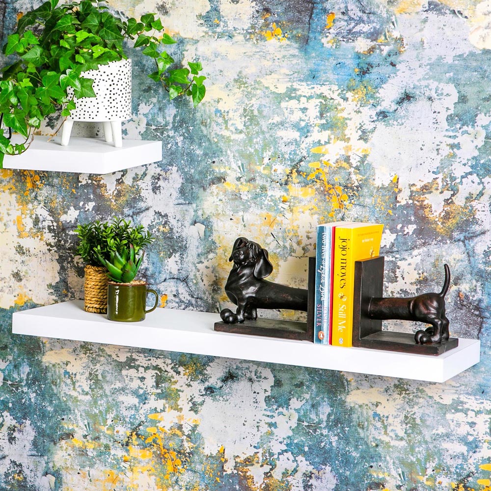 Harbour Housewares 80cm 2 Pack White Floating Wall Shelf Image 7
