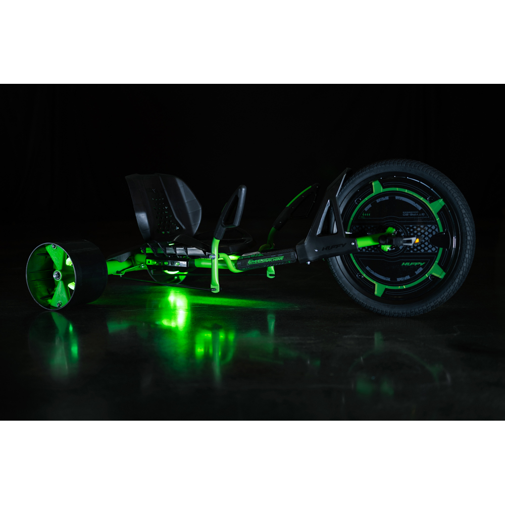 Huffy Green Machine 20 inch Green Kids LED Drifting Trike with Adjustable Seat and Pedal Handbrake Image 9