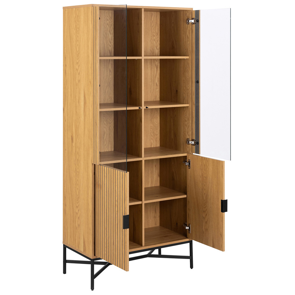 Florence Jaipur 4 Door 2 Oak Glass Cabinet Image 5