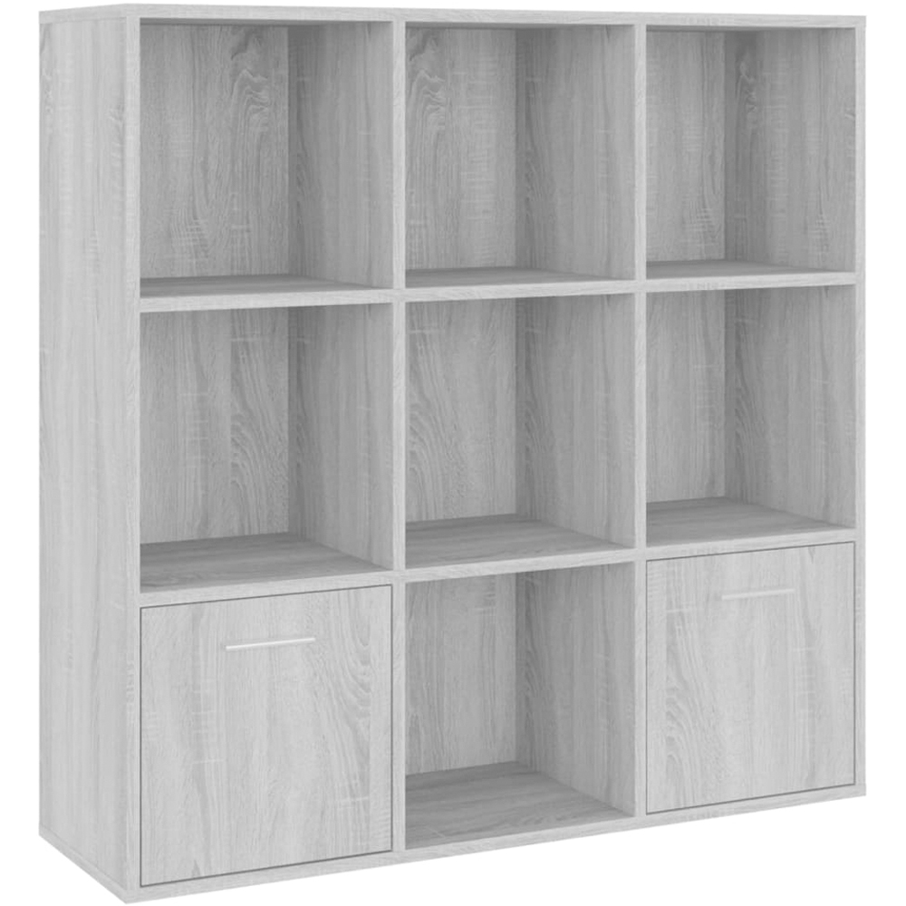 vidaXL 2 Door 7 Shelf Grey Sonoma Oak Bookcase Image 2