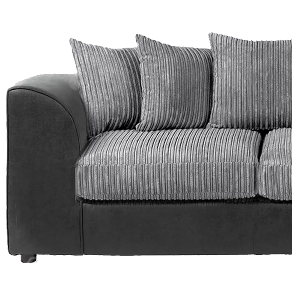 Luxor 5 Seater Black and Grey Jumbo Cord Scatter Back Sofa Suite Image 3