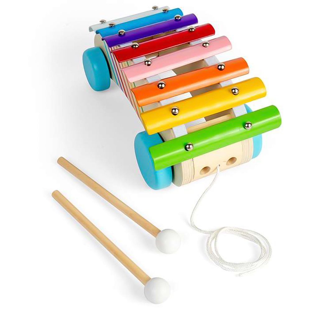 Bigjigs Toys Kids Wooden Pull Along Xylophone Music Toy Image 4