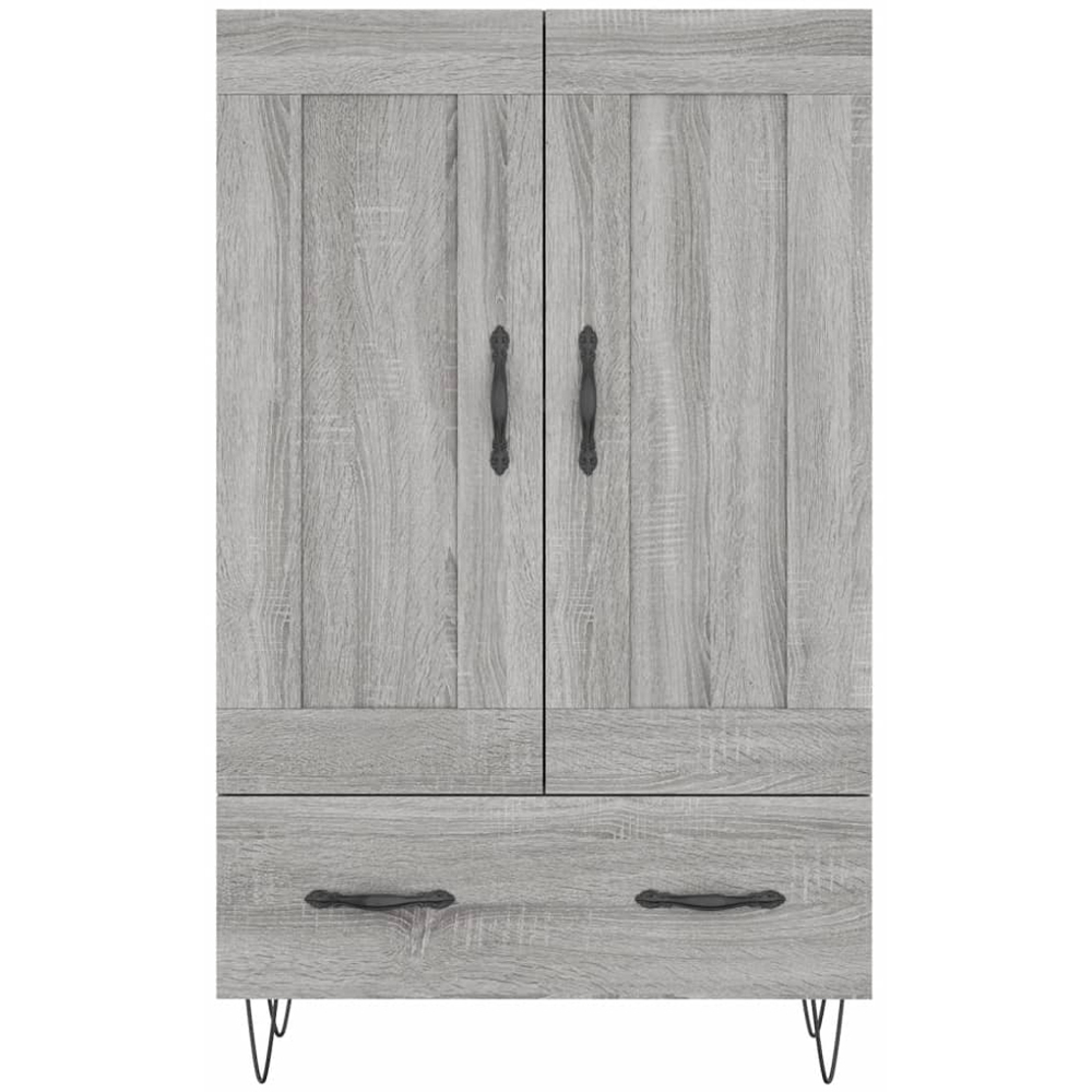 vidaXL 2 Door Single Drawer Grey Sonoma Highboard with Metal Legs Image 5