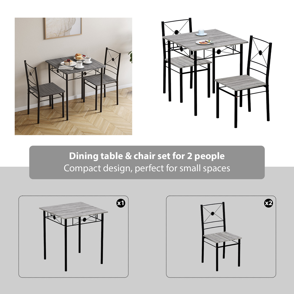 VIDA DESIGNS Roslyn 2 Seater Square Dining Set Grey Image 6