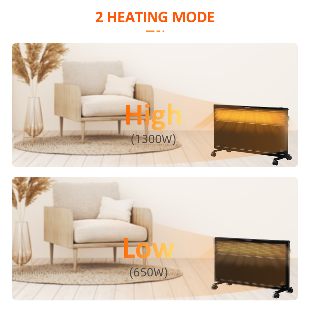 HOMCOM Black Convector Radiator Mobile Heater with Adjustable Thermostat Image 6