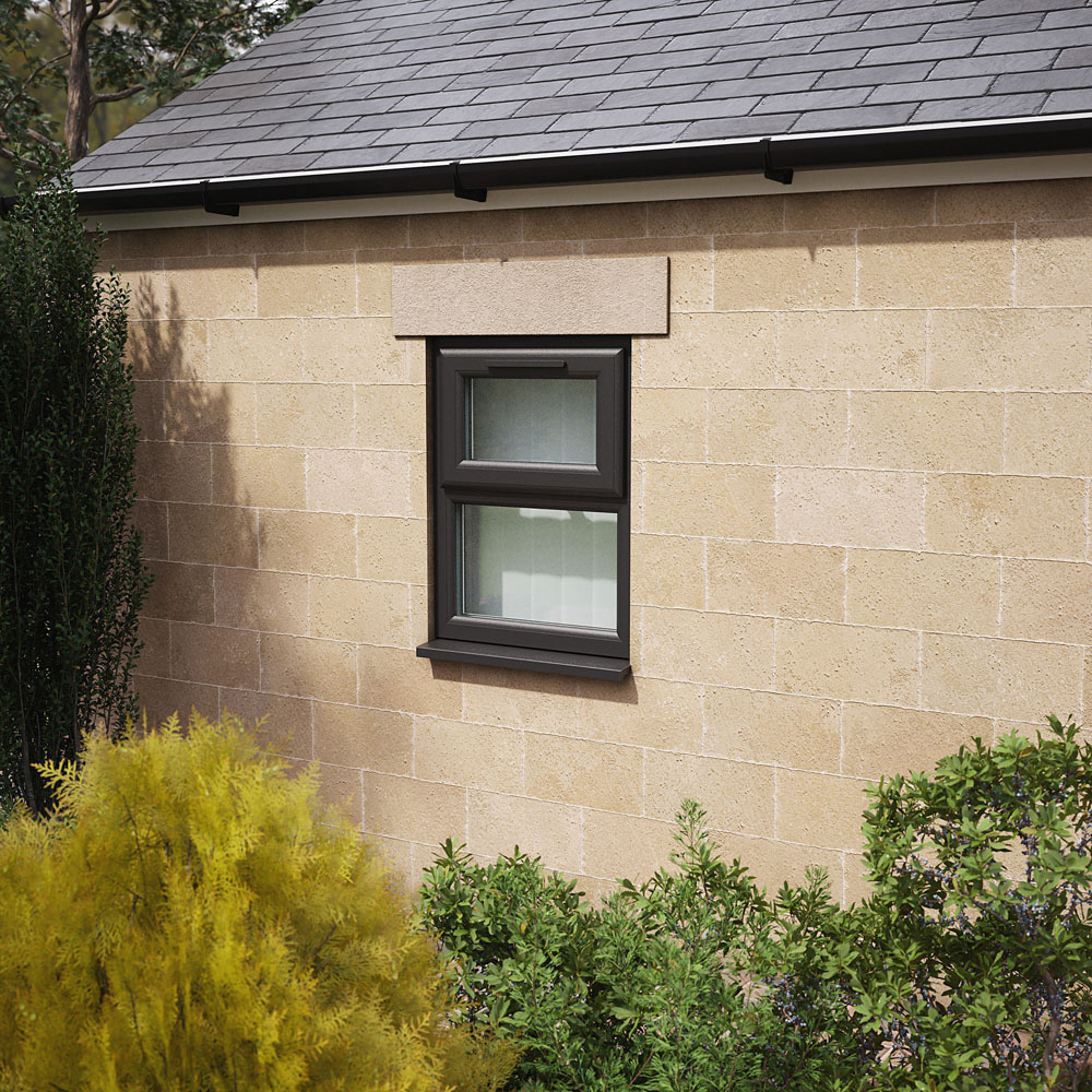 Crystal Black and White Top Hung Over Fixed Light Clear Double Glazed Window 610 x 965mm Image 2