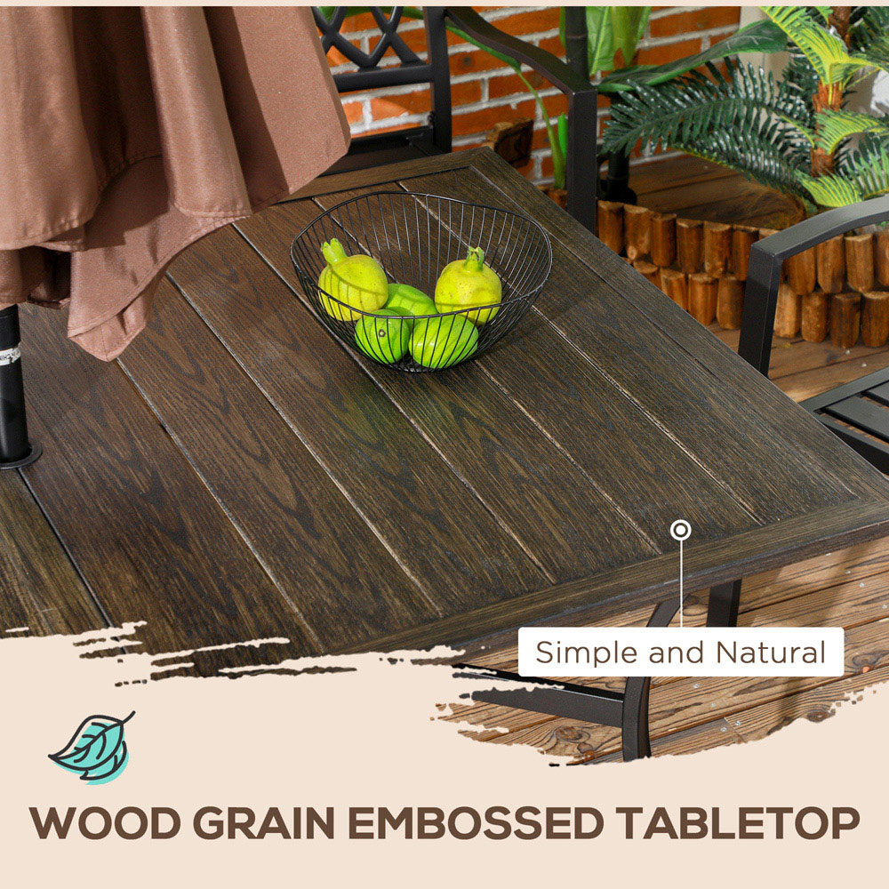 Outsunny 6 Seater Wood Effect Steel Garden Table Image 6
