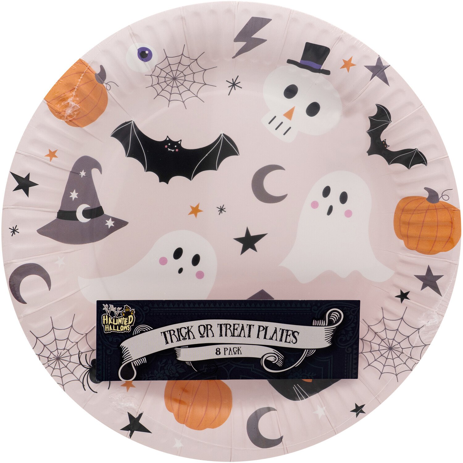 Pack of 8 Trick or Treat Plates Pink Image 1