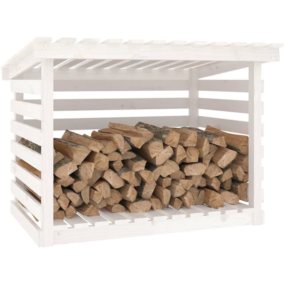 vidaXL White Pine Wood Firewood Log Holder 79 x 108 x 73cm Image 3