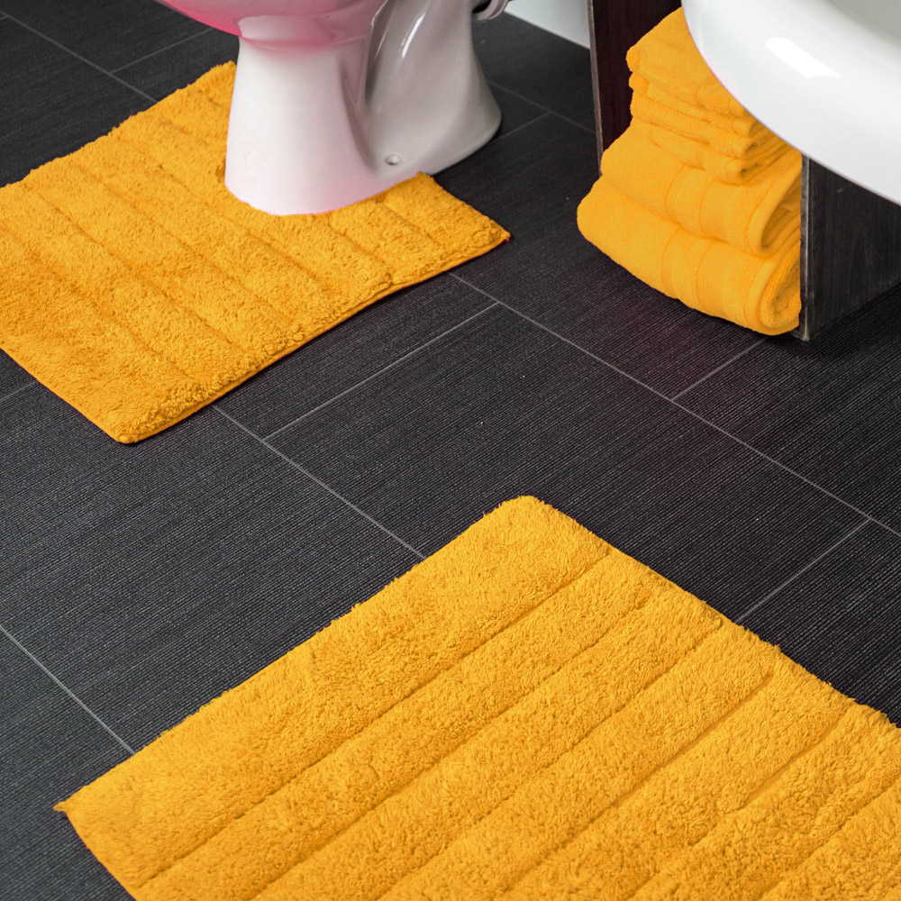Allure Bath Fashions Mustard Ribbed Bath Mat and Pedestal Mat Set 2 Piece Image 2