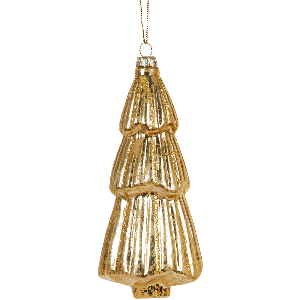 Set of 2 Hanging Tree Decorations - Gold Image 5