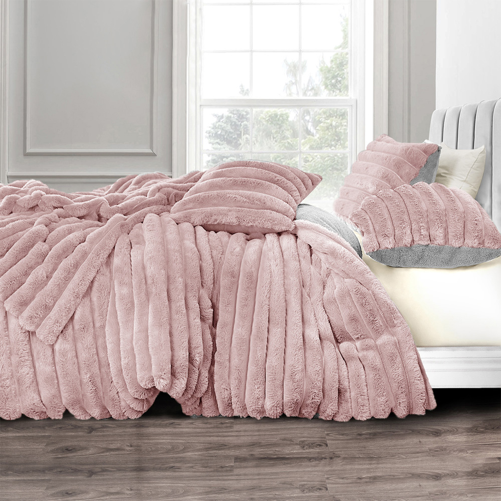 Velosso Super King Size Blush Jumbo Cord Duvet Set Image 1