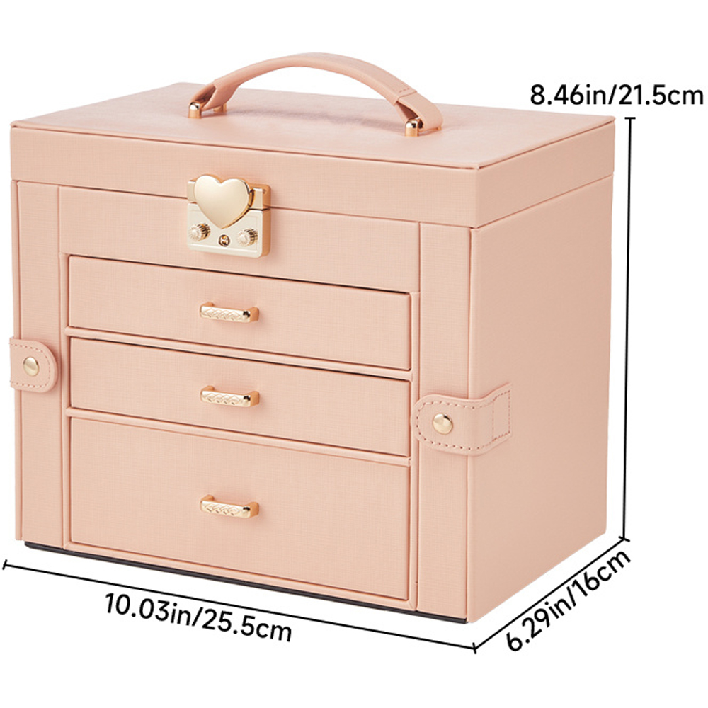 H&O Direct 3 Drawer Pink Jewellery Box Image 5