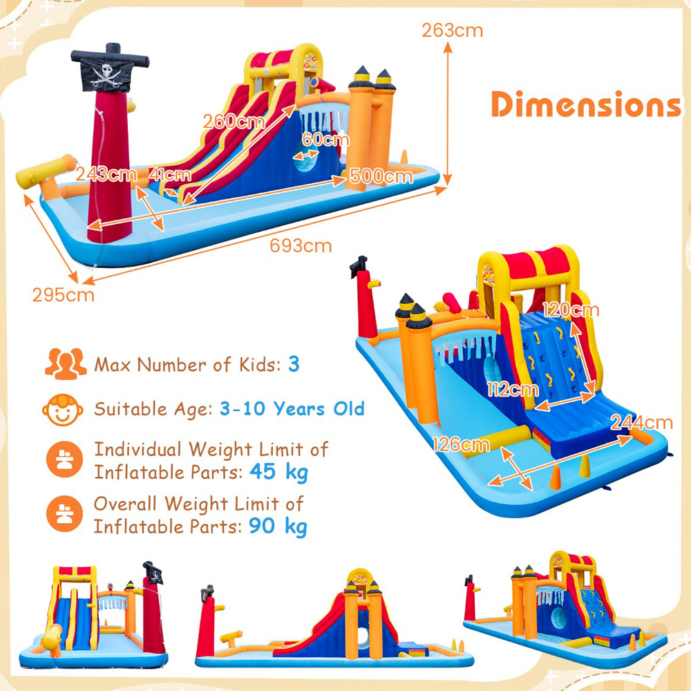 Costway Water Slide with Splash Pools and Dual Slides Image 9