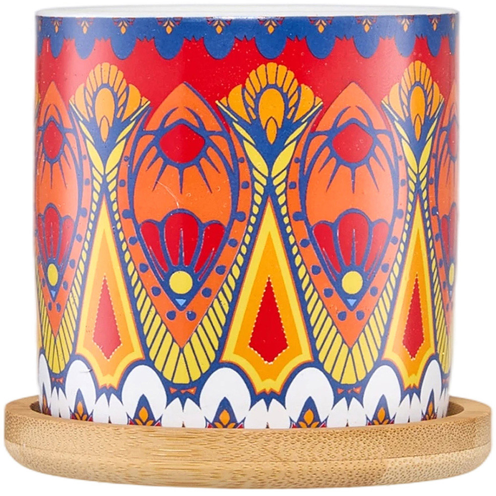 Living and Home Nordic Ceramic Plant Pot with Bamboo Tray Set of 4 Image 3