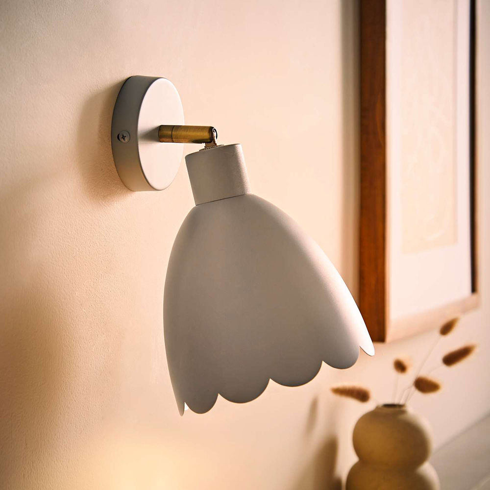 ValueLights Millie Powder Blue Scallop Shade Adjustable Wall Light with Bulb 2 Pack Image 6