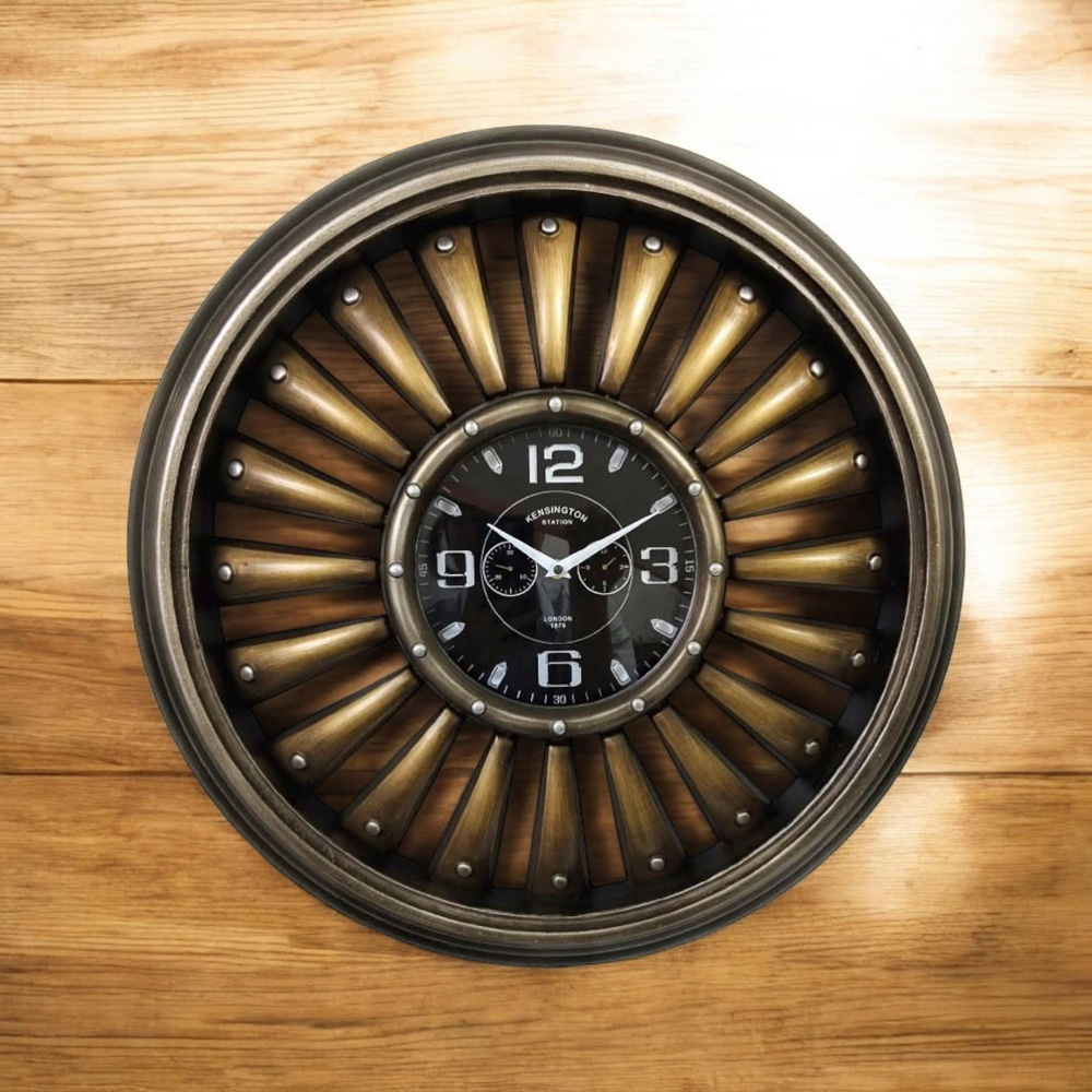 Acacia Home Golden Round Wall Clock 63cm Image 2