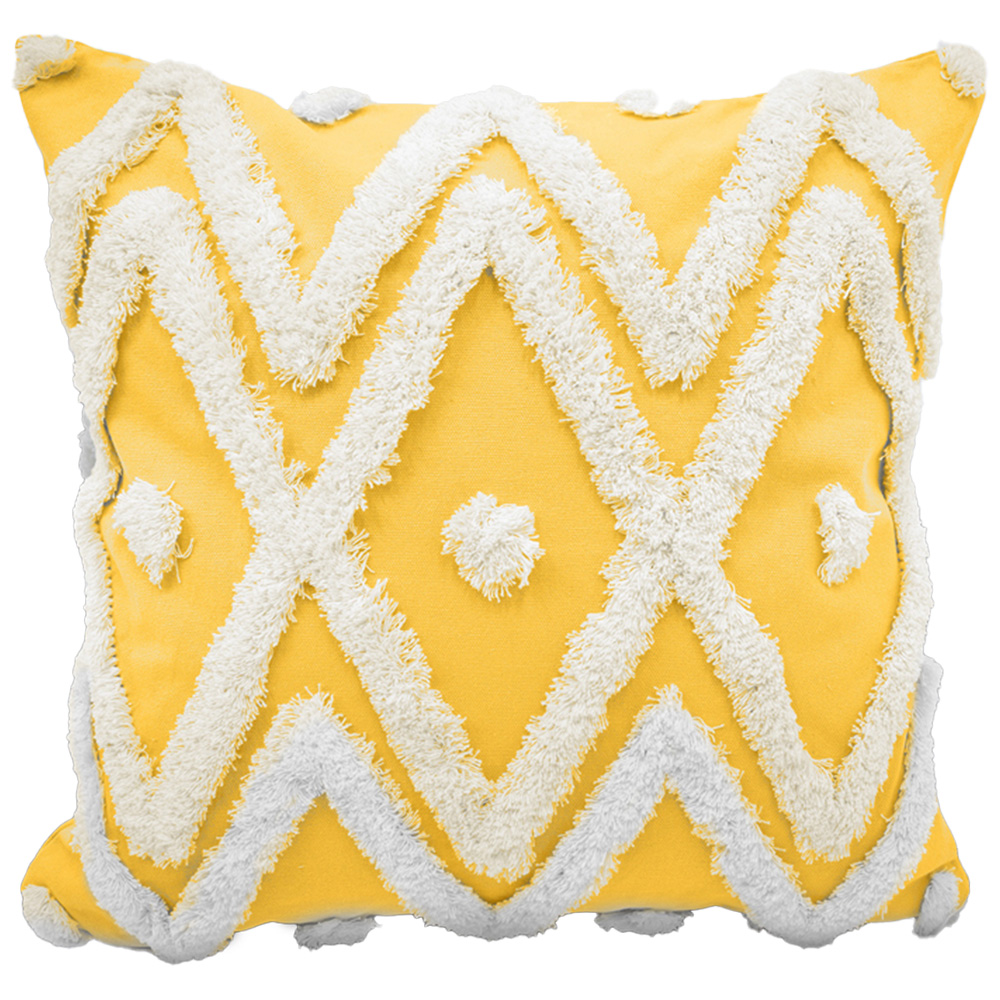 Intimates Bergen Tufted Ochre Filled Cushion 43 x 43cm 2 Pack Image 1