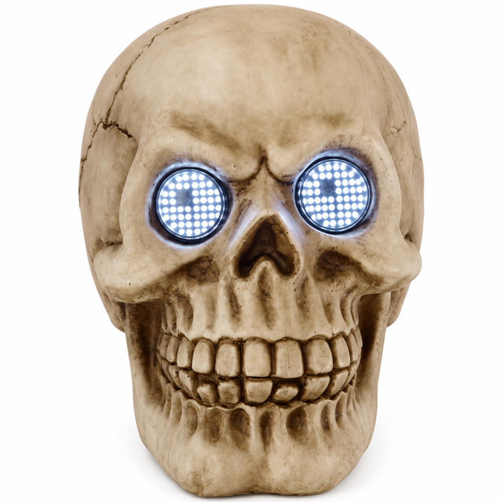 Marco Paul Animated Blinking Skull Outdoor Halloween Ornament with LED Eyes Image 2