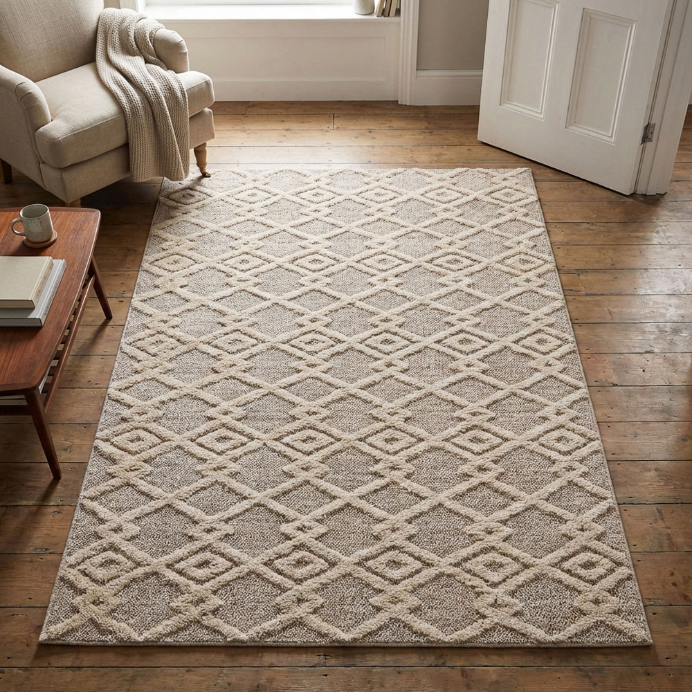 Apollo Geometric Patterned Rug  - Neutral / 120cm Image 3