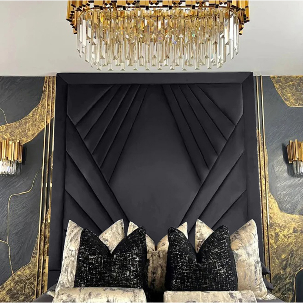 Eleganza Home Solia Super King Size Steel Plush Velvet Bed Frame with Headboard Image 3