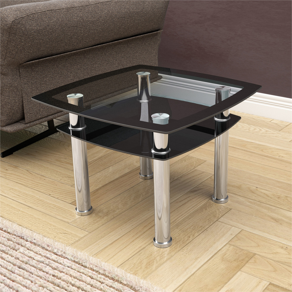 AVF Black Glass and Chrome Lamp Table Image 3