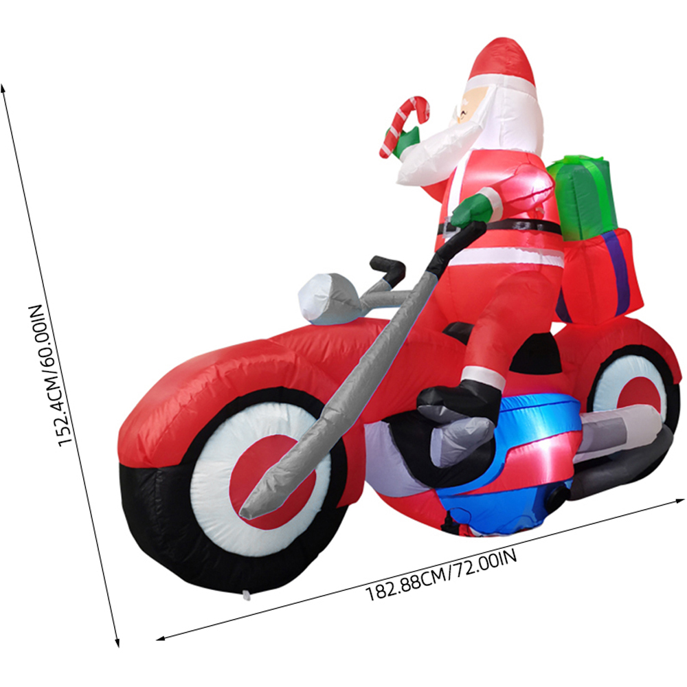 Living and Home Inflatable Santa Claus On Motorbike LED Christmas Decoration 5.9ft Image 9