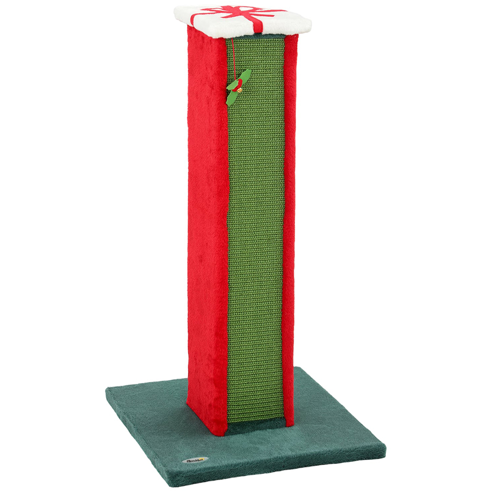 PawHut Green Cat Scratching Post with Bell Toy 81cm Image 1