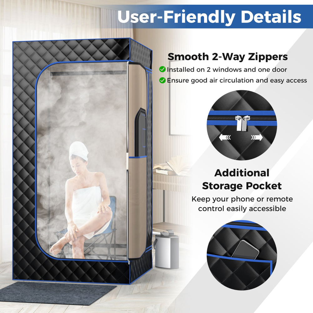 Costway Black Portable Steam Sauna with Steam Generator 3L Image 8