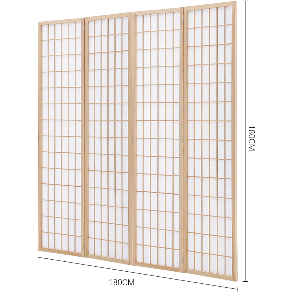 Living and Home 4 Panel Natural Folding Wooden Privacy Screen Image 8