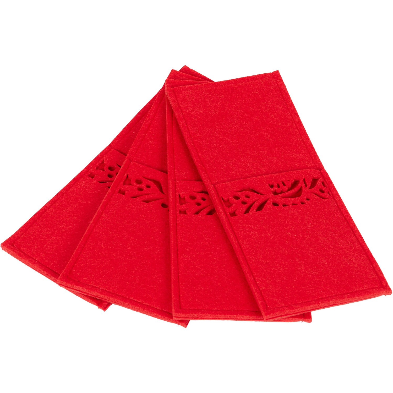 4 Piece Christmas Felt Cutlery Holder - Red Image 2