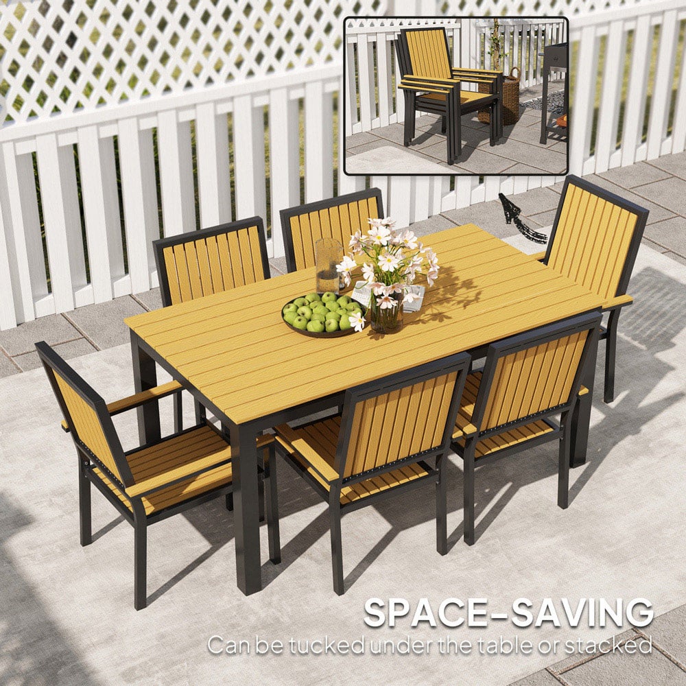 Outsunny 6 Seater Natural Garden Dining Set Image 5