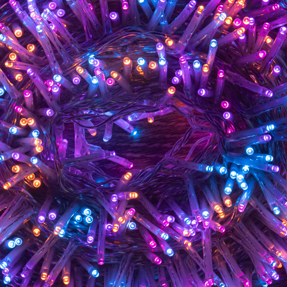 Samuel Alexander TreeBrights 2000 Rainbow LED Clear Cable Christmas String Lights 50m Image 1