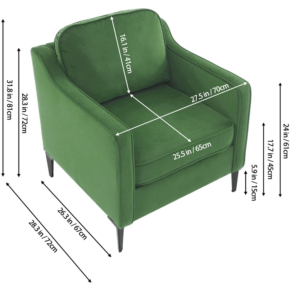 Living and Home Green Linen Sofa Chair Image 9
