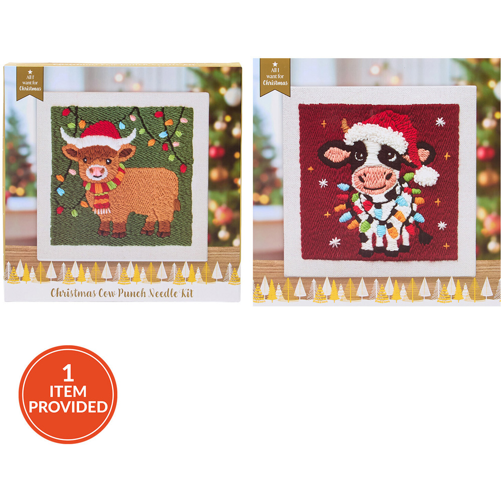 Christmas Cow Punch Needle Kit Image 1