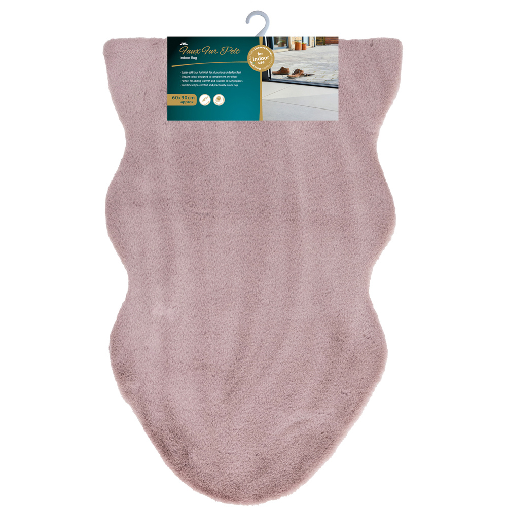 JVL Pink Faux Fur Rug 60 x 90cm Image 3