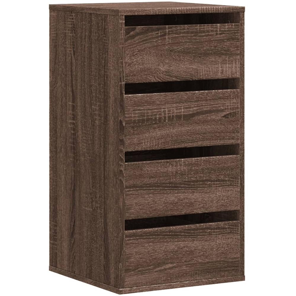 vidaXL 4 Drawer Brown Oak Wooden Chest of Drawers Image 2